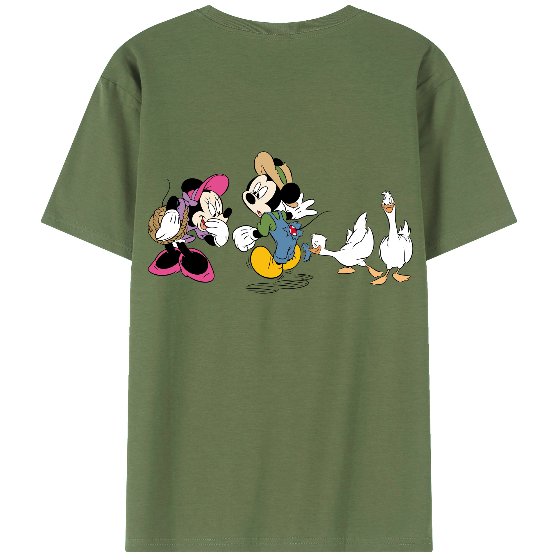ミッキーマウス Mickey Mouse 綿100％ メンズ半袖Tシャツ（バックプリント） 通気性
